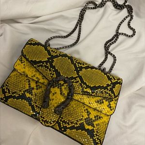 Yellow snakeskin Dionysus style chain strap brand